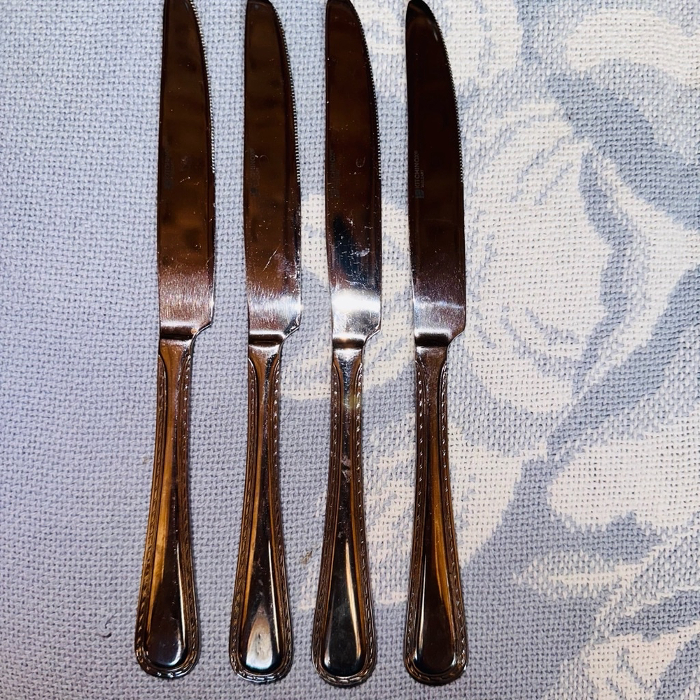 EUC Kitchinox Tableart Seaport Dinner Knife Flatware Silverware Lot Of 4